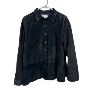 Pendleton Suede Leather Shacket Lined Black GUC Size Large Vintage
